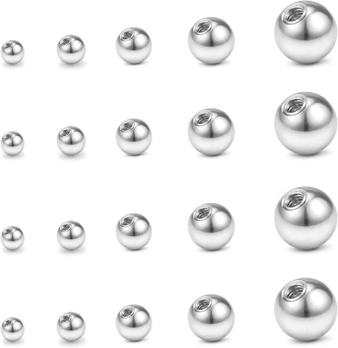 QWALIT 16gauge 14gauge Stainless Steel Replacement Balls for Lip Studs Labret Earrings Piercing Jewelry Septum Rings Externally Threaded Plastic B...