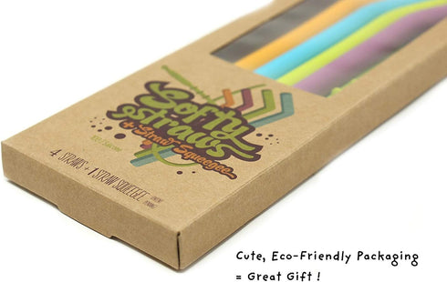 Wide Premium Reusable Silicone Drinking Straws + Patented Straw Squeegee - 9” Long With Curved Bend for 20 30 32 oz Tumblers Non Rubber, Flexible,...