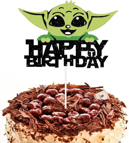 Baby Yoda cake topper, Yoda flash birthday cake decoration, Space Theme Party Decoration, Alien War Science Fiction Film Theme Video Games the Chi...