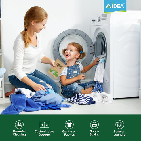 AIDEA Laundry Detergent Sheets, Fresh Scent-(100 Loads) 50 Sheets, Laundry Sheets Detergent, No Plastic Jug, Lightweight & Easy To Use For Travel,...