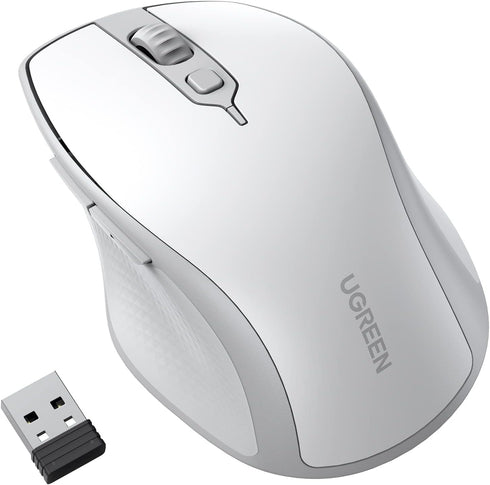 UGREEN Wireless Mouse, Ergonomic Bluetooth 5.0 Mouse for Laptop, 2.4G Cordless Mouse with USB Receiver, 1000/1600/2000/4000 DPI, 5 Buttons Silent ...