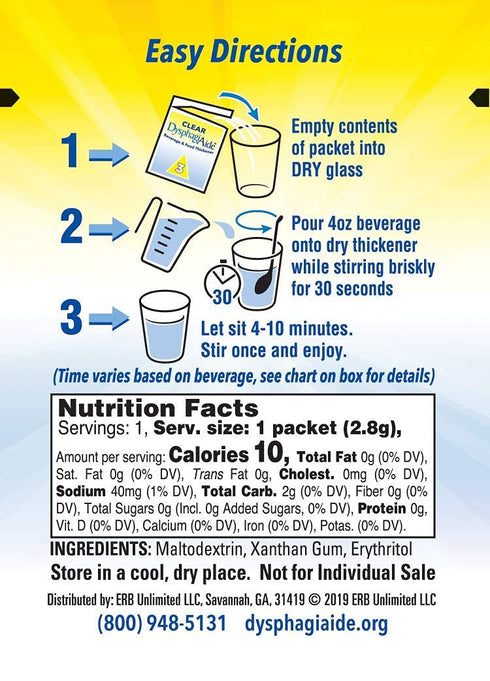 Clear DysphagiAide - Instant Beverage and Food Thickener, Box of 20 Level 3 Single Serve Packets - Moderately Thick (Honey-Like Thickness)...