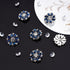 FINGERINSPIRE 6PCS 26.5MM Flower Brass Rhinestone Shank Buttons Montana Blue Color Sew On Buttons with 1-Hole and Flat Back, Fashion Claw Rhinesto...