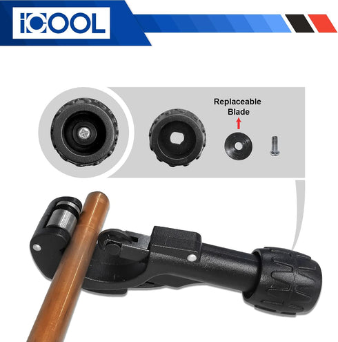 ICOOL Tubing Cutter 1/8 to 1-3/8 Inch (3-35mm) (Matte Surface) with Extra Blade and Reamer for Copper, Brass, Aluminum, Mild Steel Pipes, PVC, Thi...