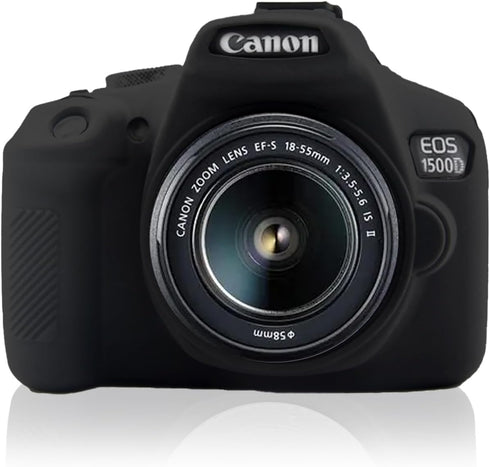 Soft Silicone Camera Case Cover for Canon Rebel T6/1300D, T7/1500D DSLR - Black with Button Marking...