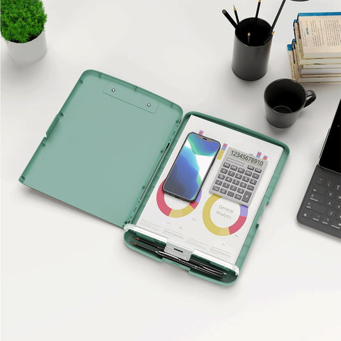 Hongri Plastic Clipboard with Storage, Folder Nursing Clipboard Side Opening, Heavy Duty Clips, Slim Clipboard Storage Box, Light Weight, Smooth W...