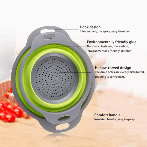 2pcs Silica Gel Folding Drainage Basket, Vegetable wash Basin, Foldable Fruit Dish ?Green?...