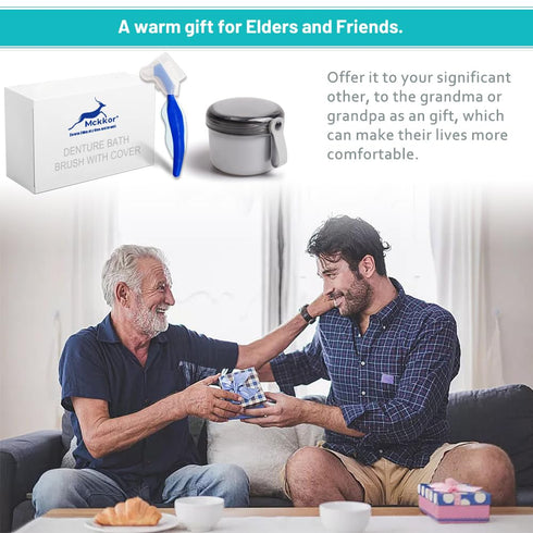 Denture Case with Denture Brush, Waterproof Denture Bath with Portable Denture Brush Holder,Partial Denture Case with Basket denture cups for soak...