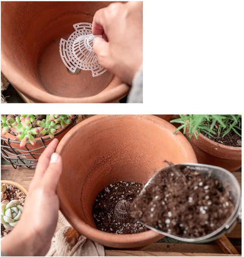 30PCS Plastic Cone Flower Pot Hole Mesh Pad 3 Sizes DIY Planter Bottom Cone Mat Mesh Hole Screens Bonsai Bottom Mat Prevent Soil Loss Leak-Proof P...
