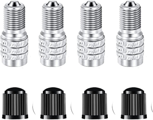 4 Pack Double Seal Valve Stem Caps,Double Seal Inflate/Flow Through Valve Stem Caps for High Pressure Cars, Trucks, Trailers RV Semi Bus Tires wit...