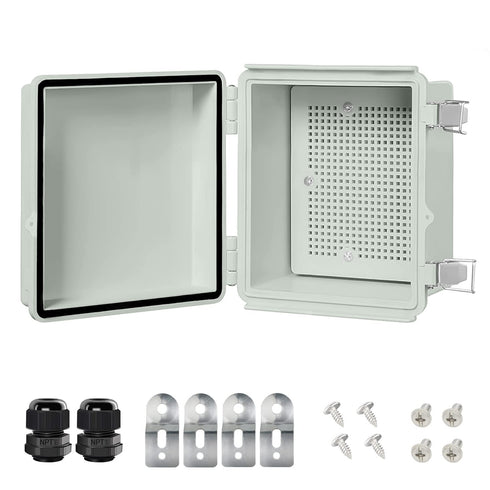 LeMotech Electrical Box, IP67 Waterproof Hinged Cover Stainless Steel Latch Junction box, ABS Plastic Electrical Enclosure with Mounting Plate,Wal...