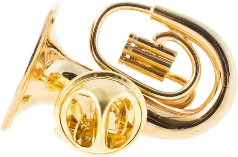Broadway Gift Co. Miniature Goldtone Tuba 2 Inch Brass Fashion Lapel Brooch Pin with Red Velvet Lined Instrument Case...