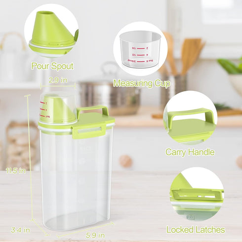 TBMax Rice Storage container 4 Lbs, Small Rice Dispenser with Measuring Cup, Lime Green Cereal Containers Flour Bin, Kitchen Food Storage Containe...