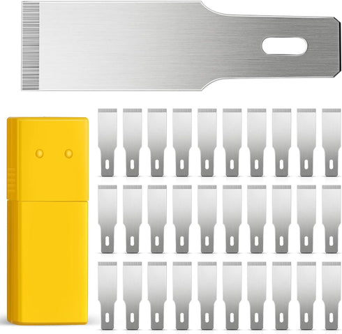 Size 18 Chiseling Blades SK5 Knife Blades No Handles Knife Square Blade Carbon Steel Chisel Tip Knife Blade with Plastic Storage Boxes for Craft C...