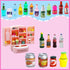 50Pcs Miniature Food Drinks Bottle Soda Pop Cans, Pretend Play Mini Kitchen Game Party Accessories Toys Hamburg Cake Ice Cream for 1/12 Doll House...