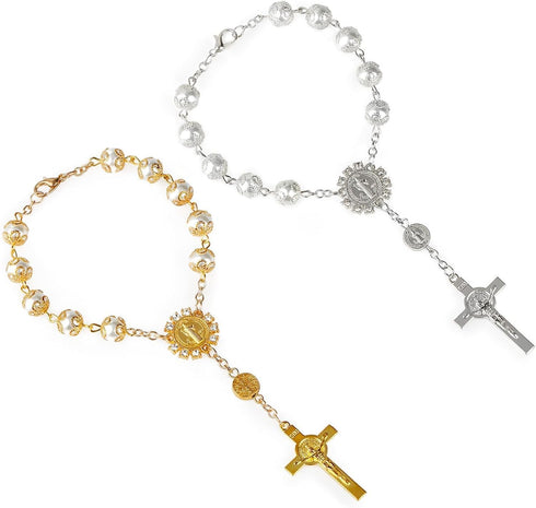 2 PCS Car Rosary for Rearview Mirror,Personalised Mirror Window Decoration Pendant,Car Rosary and Crucifix Prayer Rosary for Car,Bike,Motorbike Me...