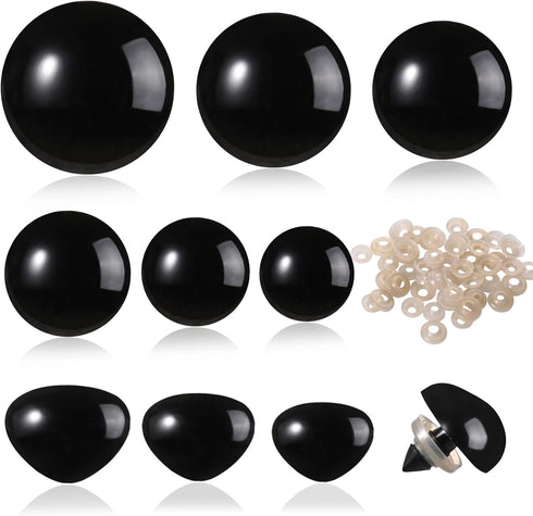 360 Pcs Large Plastic Safety Eyes and Noses 12-30mm Assorted Sizes with Washers for Crochet Big Stuffed Animals Needle Felting Crafts Dolls DIY, B...