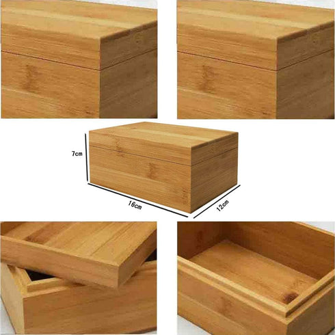 Zhou Bamboo Natural Storage Box with Cover - Unpainted Wooden Gift Box (6.3x4.72x2.76 inch)...