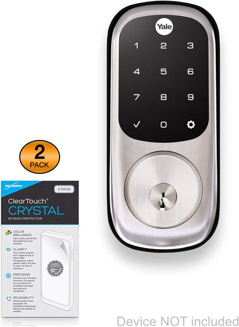 BoxWave Screen Protector Compatible with Yale Real Living Assure Lock Touchscreen Deadbolt - ClearTouch Crystal (2-Pack), HD Film Skin - Shields f...