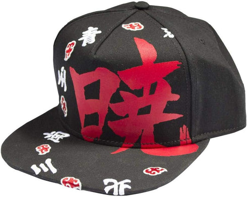 Ripple Junction Naruto Shippuden Adult Unisex Akatsuki Kanji Ring Flat Bill Snapback Hat Black/Red...
