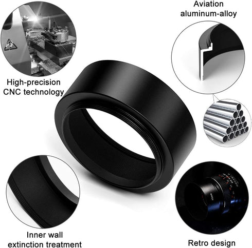 62mm Metal Standard Screw-in Standard Lens Hood Sunshade with Centre Pinch Lens Cap for Canon Nikon Sony Pentax Olympus Fuji Sumsung Leica Camera ...