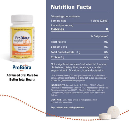 ProBiora Kids Oral-Care Chewable Probiotic Tablets | Probiotic Supplement Designed Specifically for Kids | Healthier Teeth & Gums | Fresher Breath...