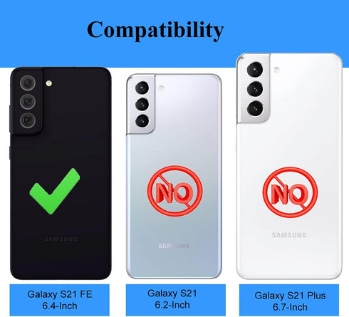 Dahkoiz for Samsung Galaxy S21 FE 5G Case, and Glass Screen Protector, Dust Proof Port Cover, Full Body Protection Durable Rubber Cover Phone Case...