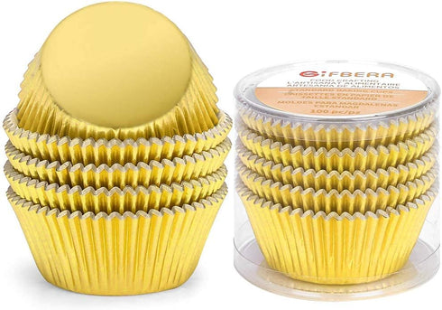 Gifbera Gold Foil Muffin Cupcake Liners/Baking Cups Standard Size, 100-Count...