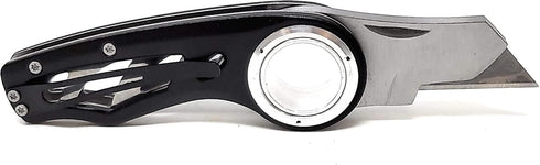 Excel Blades Revo Folding Pocket Utility Knife - Aluminum Body Heavy Duty Box Cutter with Holster, Anti-Slip Finger Loop Design Grip, Quick Change...