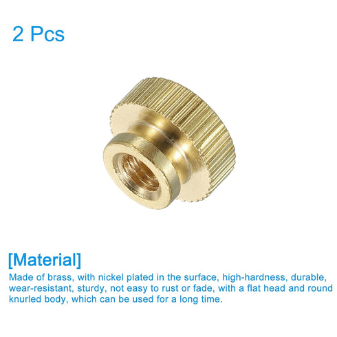 uxcell Knurled Thumb Nuts, 2Pcs M5 x D12mm x H9mm Brass High Head Blind Hole with Collar High Head Blind Hole Round Knobs Fasteners for 3D Printer...