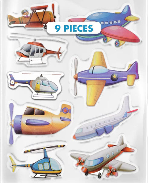 Planes & Helicopters Gel Window Clings for Kids - Window Stickers for Toddlers, Gel Clings Window Decals Kids Jelly Reusable Sticker - Activities ...