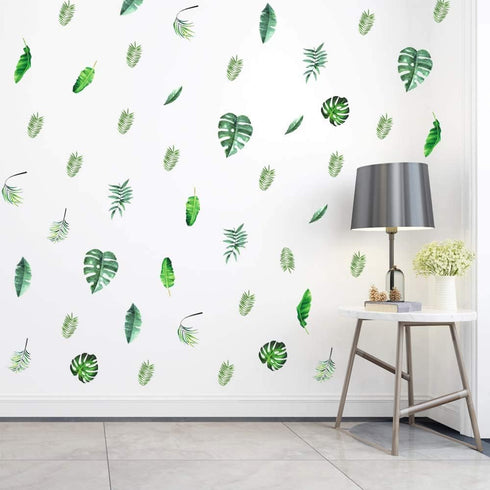 Leaf Wall Decals, H2MTOOL 64 PCS Removable Tropical Plants Tree Leaves Stickers for Kids Nursery Room Decor...