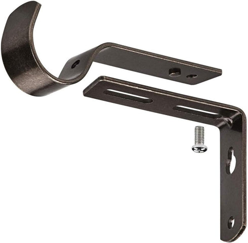 Curtain Rod Bracket Set of 4 for 7/8 or 1 Inch Rods, Adjustable - Antique Silver...