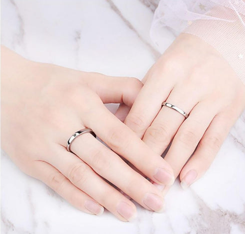 Matching Promise Rings for Couples Matching Rings Set Adjustable for Him and Her Engagement Wedding Rings Set of 2 Rings (Style 3)...