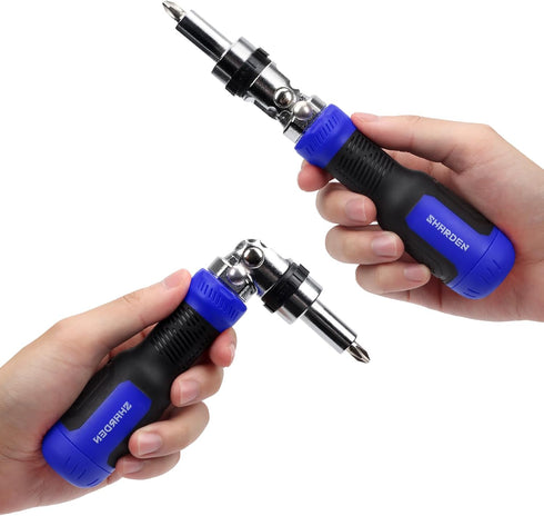 SHARDEN Ratchet Screwdriver 13-in-1 Multi Screwdriver Tool All in One Ratcheting Screwdriver Set with Phillips, Flat Head, Torx, Hex, Square, 180 ...