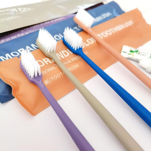 Toothbrush and Toothpaste Dental Kit for Hotel Supplies Travel Family Reused Mix Color Soft Bristle Hard Handle Pack of 10...