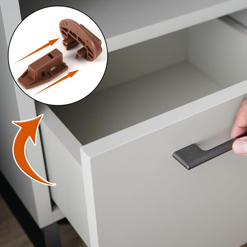 5 Sets Drawer Guide Kit, Undermount Replacement Drawer Slides Stopper Plastic with Rollers Base Dresser Bottom Mount Drawer Parts Drawer Repair Ki...