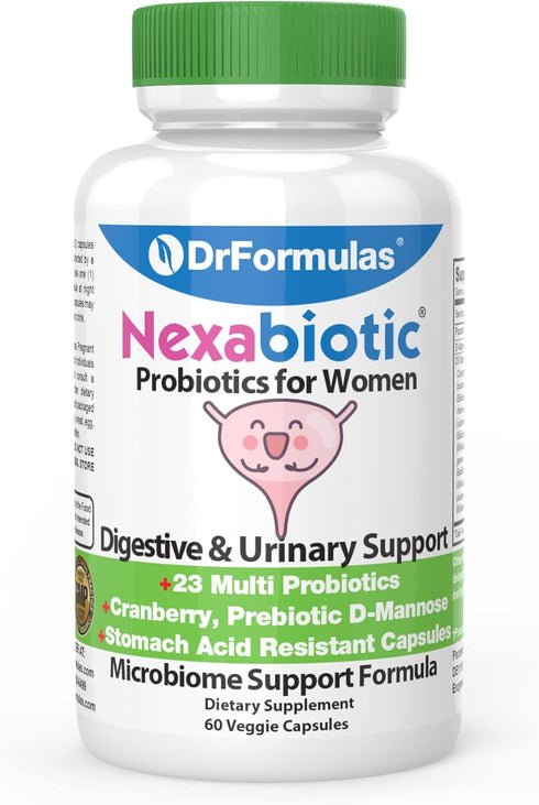 DrFormulas Cranberry Probiotics for Women Vaginal Health & Urinary Tract with Fiber Prebiotic & D Mannose | Nexabiotic Feminine Health, Vaginosis ...
