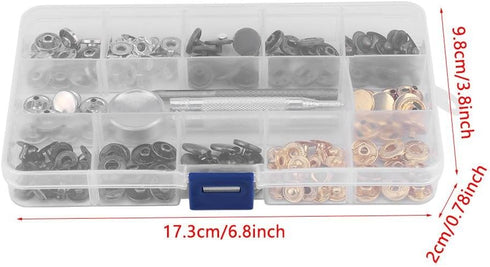 40 Sets Snap Button, Metal Popper Button Press Studs Fastener 6 Color Clothing Snaps Kit for Leather Craft Tool with Storage Box(633#12MM)...