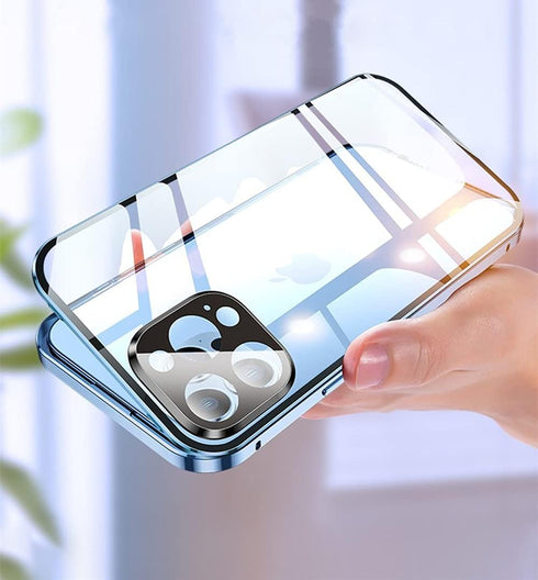 with Safety Lock & Strong Magnetic adsorption for iPhone 13 Pro case with Camera Lens Protector Metal Bumper 360 Full Body Protection Double-Sided...