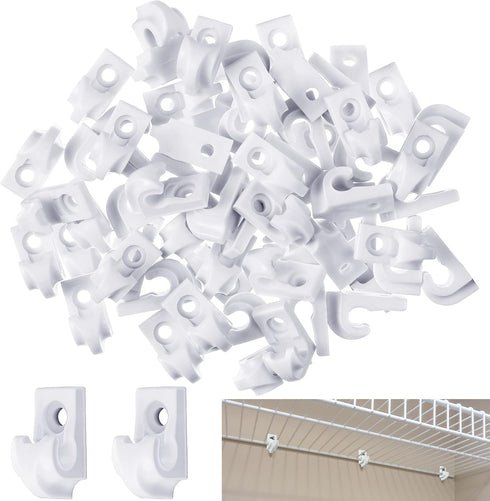 Wire Shelf Loop Clip Down Wall Clip Plastic Closet Shelves Clips Heavy Duty Shelf Bracket for Wire Shelving, Screws and Expansion Tube Not Include...