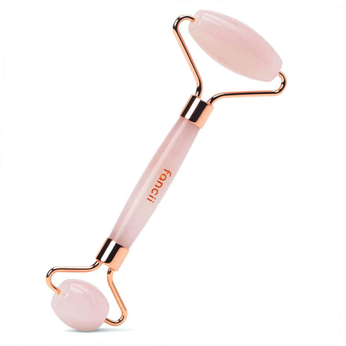 Fancii Rose Quartz Facial Roller Massager for Face, Eyes and Body - Anti-Aging Jade Beauty Skincare Tool Made with 100% Brazilian Quartz Stone (Ae...
