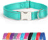 Reflective Dog Collar with Metal Buckle, Soft Sturdy Nylon Dog Collars with Quick Release Buckle, Adjustable Pet Collars with with ID Tag Ring for...