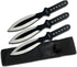 Perfect Point Throwing Knife Set – Set of 3 Throwers, Black and Satin Finish Stainless Steel Blades w/Black Handles, Includes Nylon Sheath, Well B...