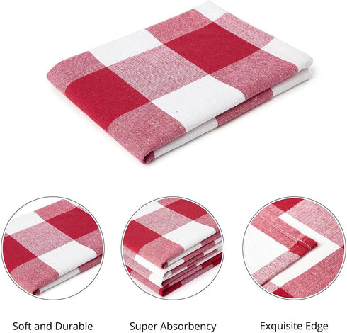 Encasa Homes Anti-Odour Kitchen Dish Towels, 28"x18" (4 Pc Set) Highly Absorbent, Tea Towels for Cleaning & Quick Drying, Cotton Buffalo Red Check...