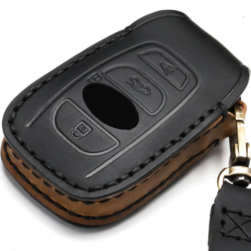 Leather Cover Key Fob Case Compatible with Subaru Keyless Remote Control Forester Impreza Outback WRX BRZ Legacy and XV Crosstrek etc. (A-Black)...
