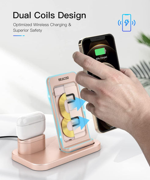 BEACOO Angle Adjustable Wireless Charger, 2 in 1 Wireless Charging Station for iPhone and AirPods, Charging Dock for AirPods Pro/2/1, 7.5W Qi Fast...
