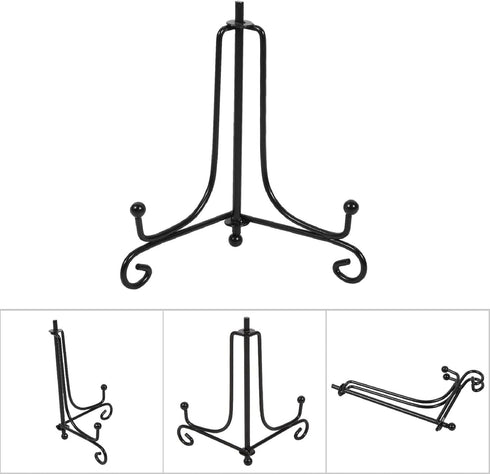 OKJHFD 1 pcs 4" - 12" Display Stand, Tabletop Black Iron Easel for Photo, Plate Holder Display Stand Black Iron Easel Stands for Photo, Decorative...
