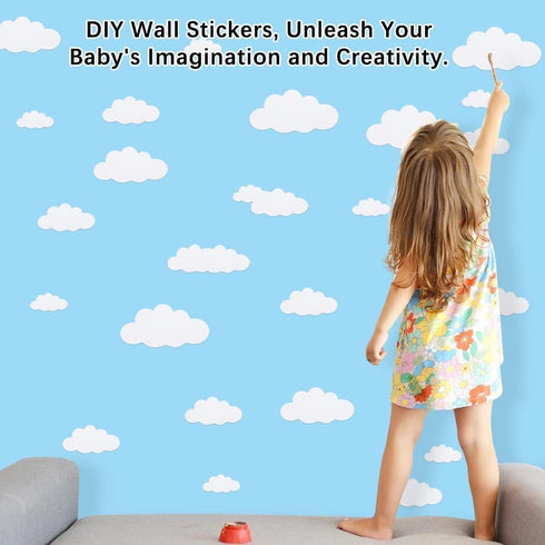 31pcs Big Clouds Vinyl Wall Decals DIY Wall Sticker Removable Wall Art Decor 4-10 inch for Living Room Nursery Kids Room(White)...