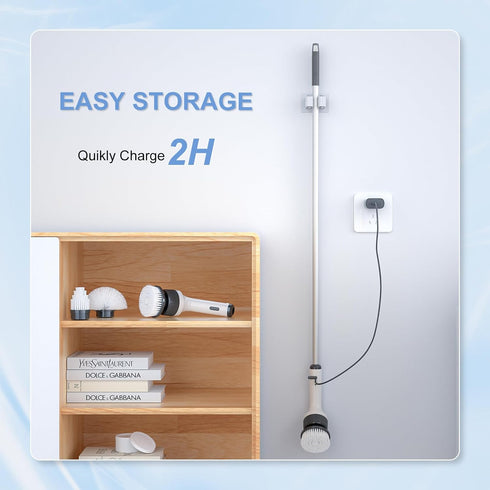 Electric Spin Scrubber, Shower Cleaner Brush, Shower Scrubber with Long Handle 53.2inch, 2H Fast Charge, IPX7 Waterproof, Bathroom Cleaning Brush ...